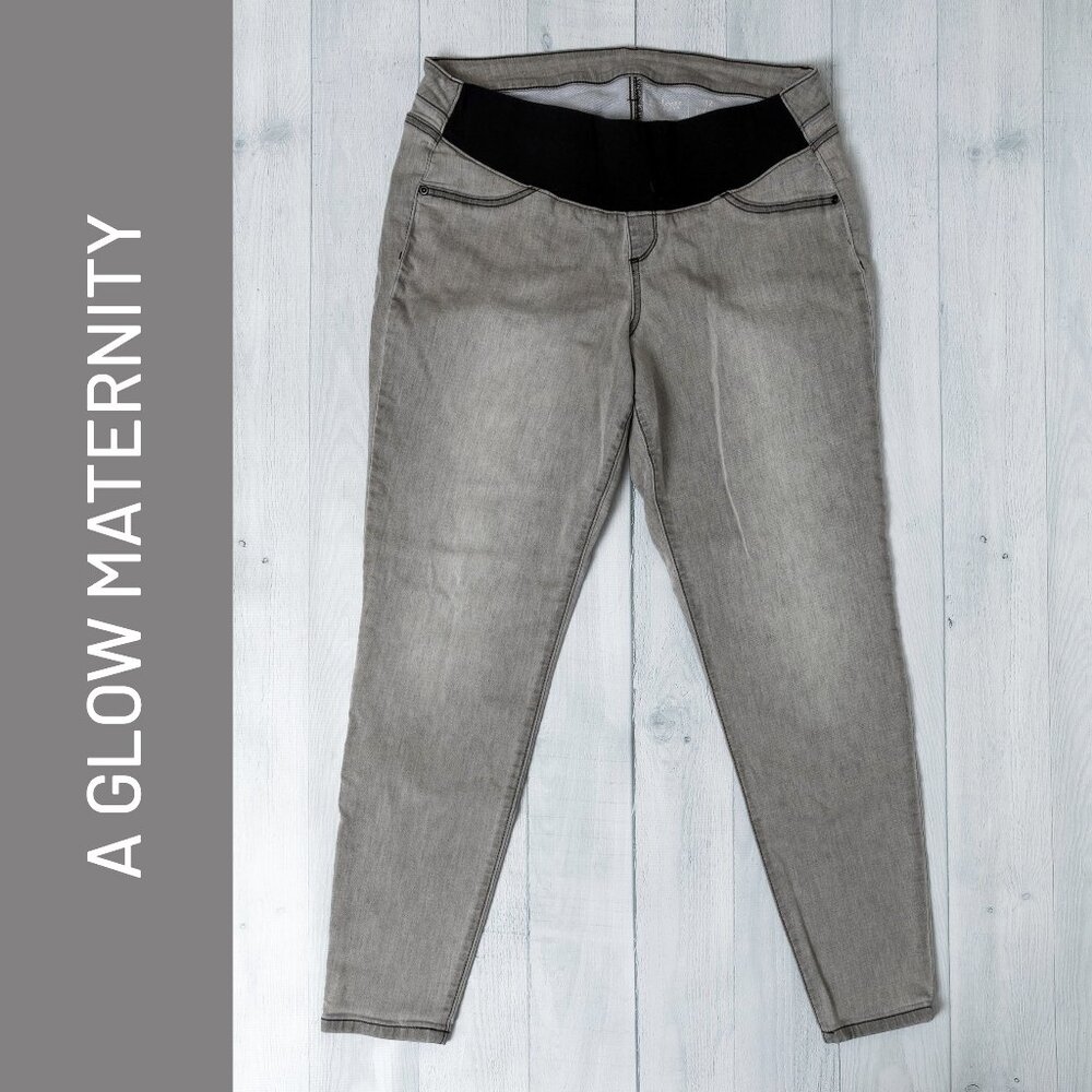 A Glow Maternity Jeans Gray Jegging Low Rise Stretch - Size 12